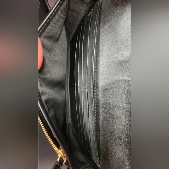 Coach Anna Foldover Leather Clutch Crossbody Bag In Black - Picture 7 of 11